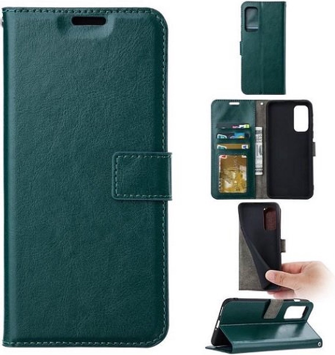 OnePlus Nord N100 Hoesje Met Pasjeshouder Bookcase Donkergroen