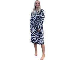 Foto: Badjas zebra maat s m fleece badjas dames sjaalkraag kuitlengte