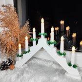 Pont de bougies LED Springos | Chandelier | Accessoires de maison | Piles incluses | bois-blanc | Blanc chaud