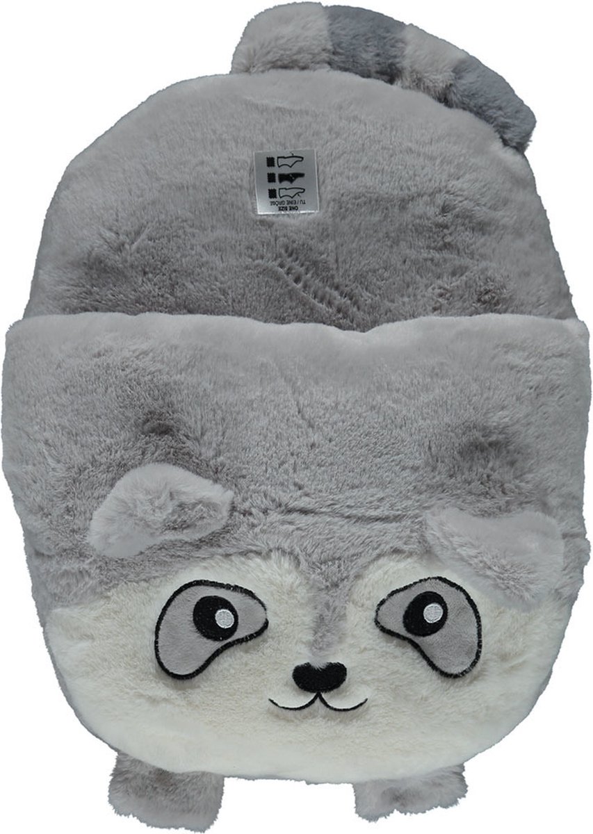 Goedkoopste Apollo - Grote voetenwarmer slof - Wasbeer - one size 30 x 27 cm - Dierensloffen