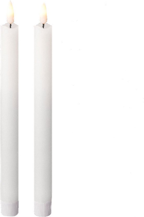 Kaarsen set van 2x stuks Led dinerkaarsen wit 24 cm - Woondecoratie - Elektrische kaarsen