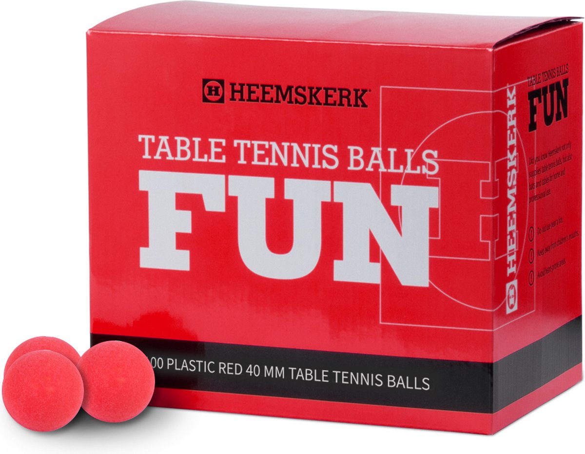 Tafeltennisballen Rood Heemskerk Fun - Per 100 stuks