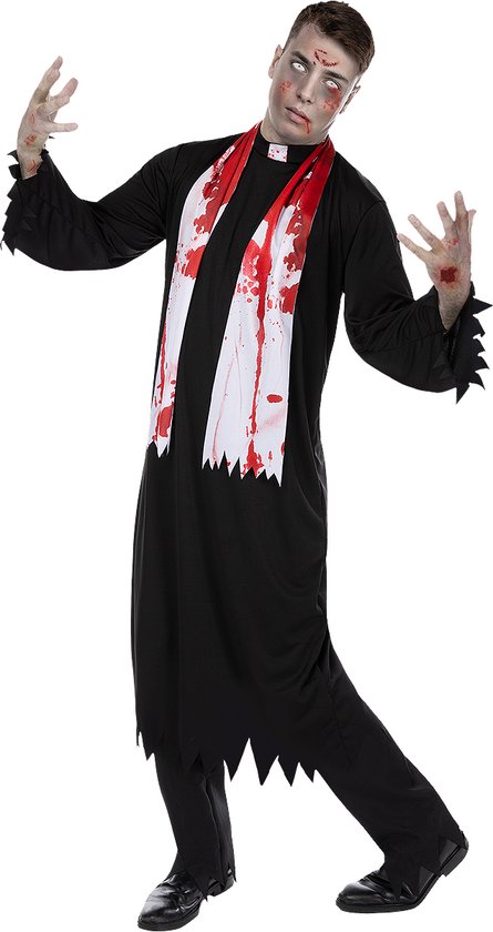 Funidelia | Zombie Priester Kostuum Voor voor mannen - Ondood, Halloween, Horror - Kostuum voor Volwassenen Accessoire verkleedkleding en rekwisieten voor Halloween, carnaval & feesten - Maat M - Zwart