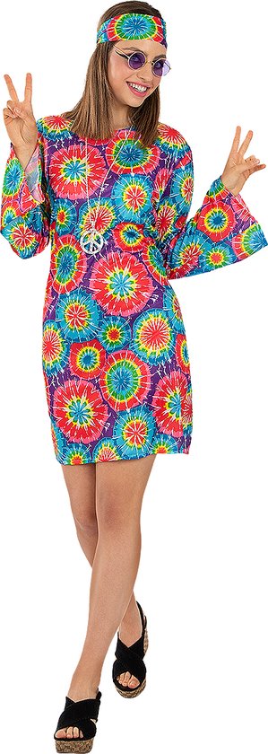 FUNIDELIA 60's Hippie Kostuum Voor voor vrouwen - Maat: S - M - Geel