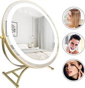 Great's® Make Up Spiegel met LED Verlichting - Visagie Spiegel Rond - Incl. Close up 10x - Goud