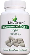 LivingGreens Glucosamine 180 tabl, 1500 vegan, glucosamine sulfaat, glucosamine mais,