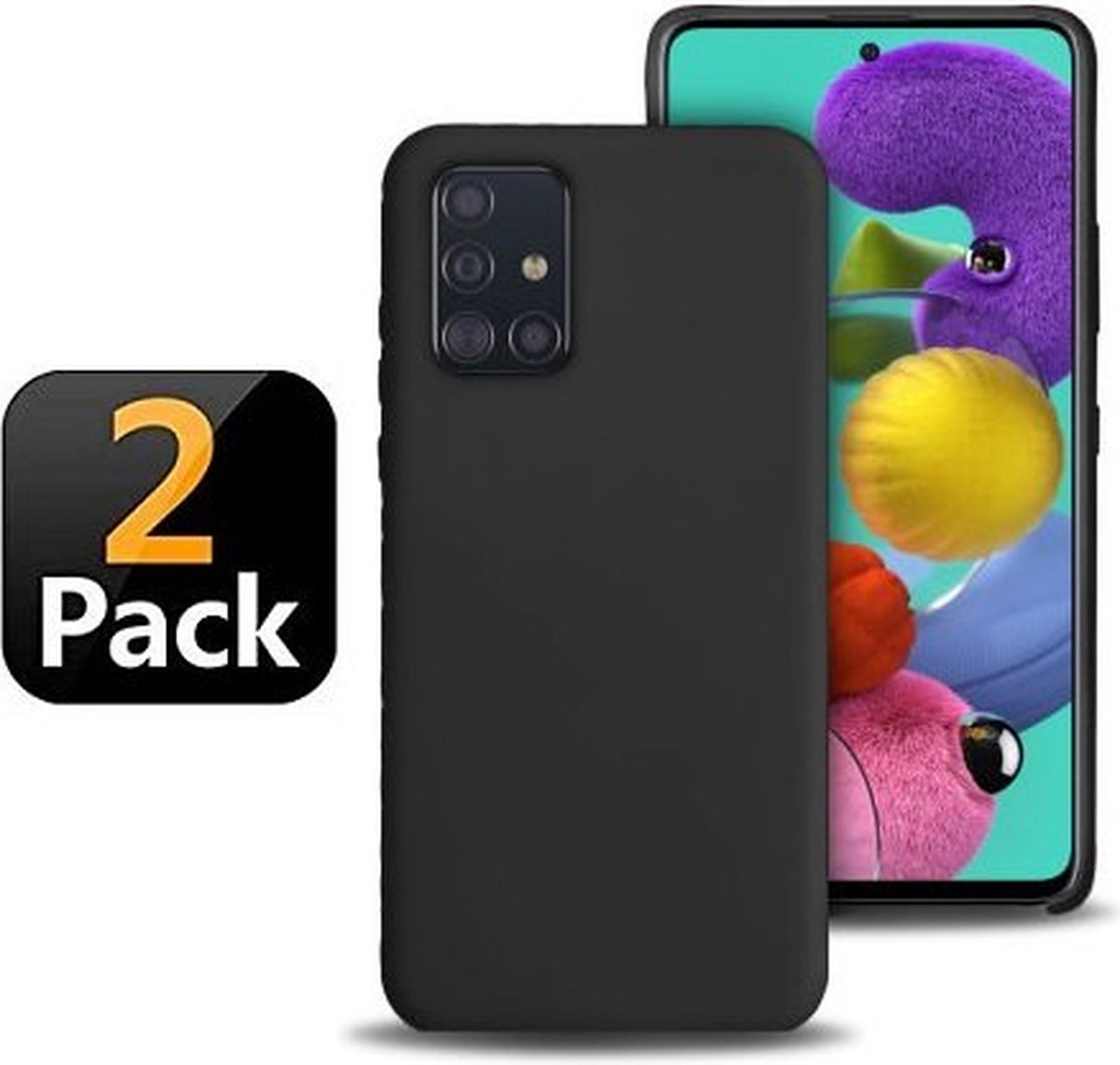 Samsung A51 Hoesje TPU Siliconen Zwart 2x