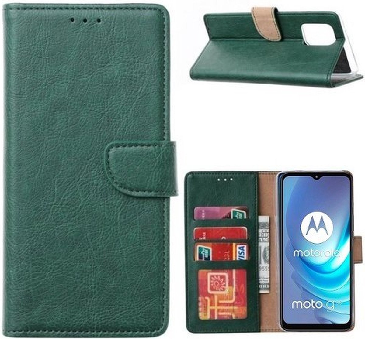 Motorola Moto G50 Hoesje Met Pasjeshouder Bookcase Donkergroen