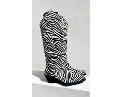 Dames cowboy laarzen - Zebra print - Festival laarzen - Maat: 36 | bol