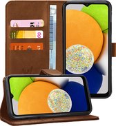 Hoesje geschikt voor Samsung A03 - Book Case Leer Wallet Cover Portemonnee Pasjeshouder Hoes Bruin