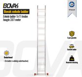 Bovak enkele ladder- rechte ladder 1x11 treden - stabilisatiebalk - Werkhoogte 3.61 meter - Aluminium - TÜV Keurmerk