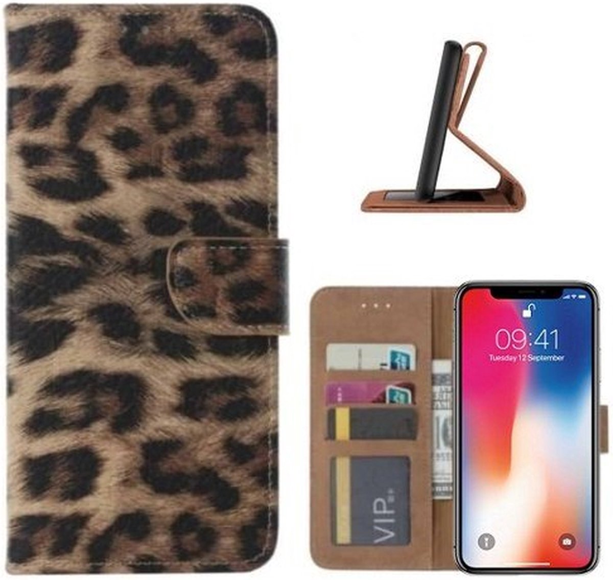 iPhone X Hoesje Met Pasjeshouder Bookcase Luipaard