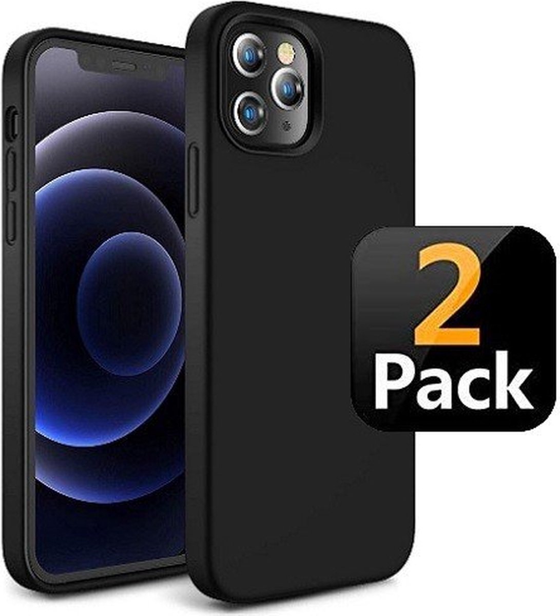 iPhone 13 Pro Hoesje Siliconen TPU Zwart 2x