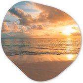 Décoration murale Bio - Décoration murale Plastique - Tableau Bio - Plage - Été - Coucher de Soleil - Nuages ​​- Mer - 60x60 cm - Forme miroir organique sur plastique