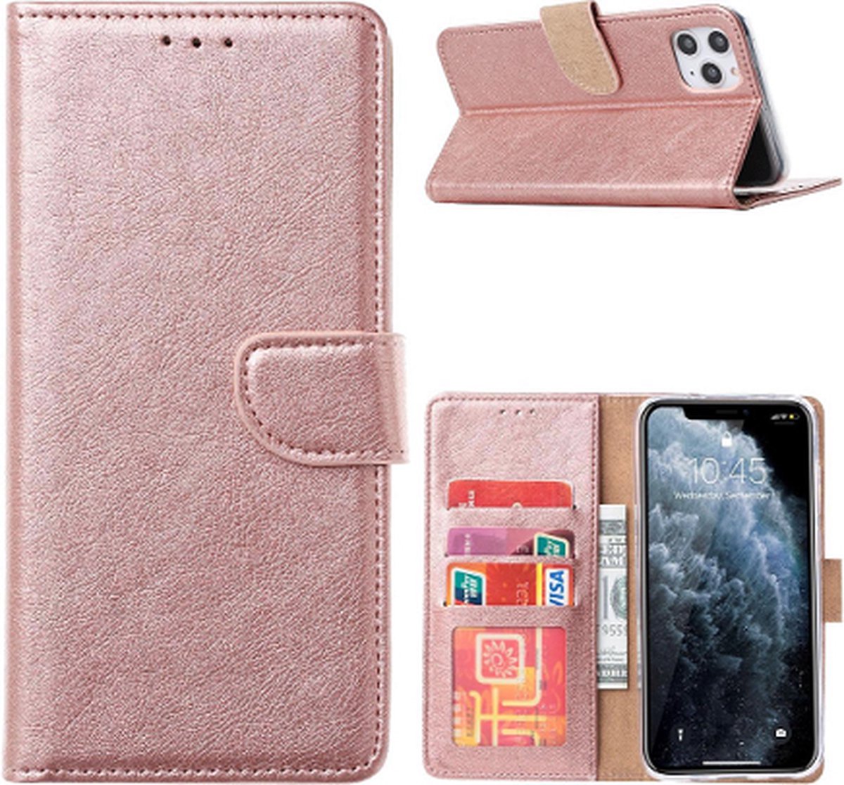 iPhone 13 Hoesje Met Pasjeshouder Bookcase Rose Goud