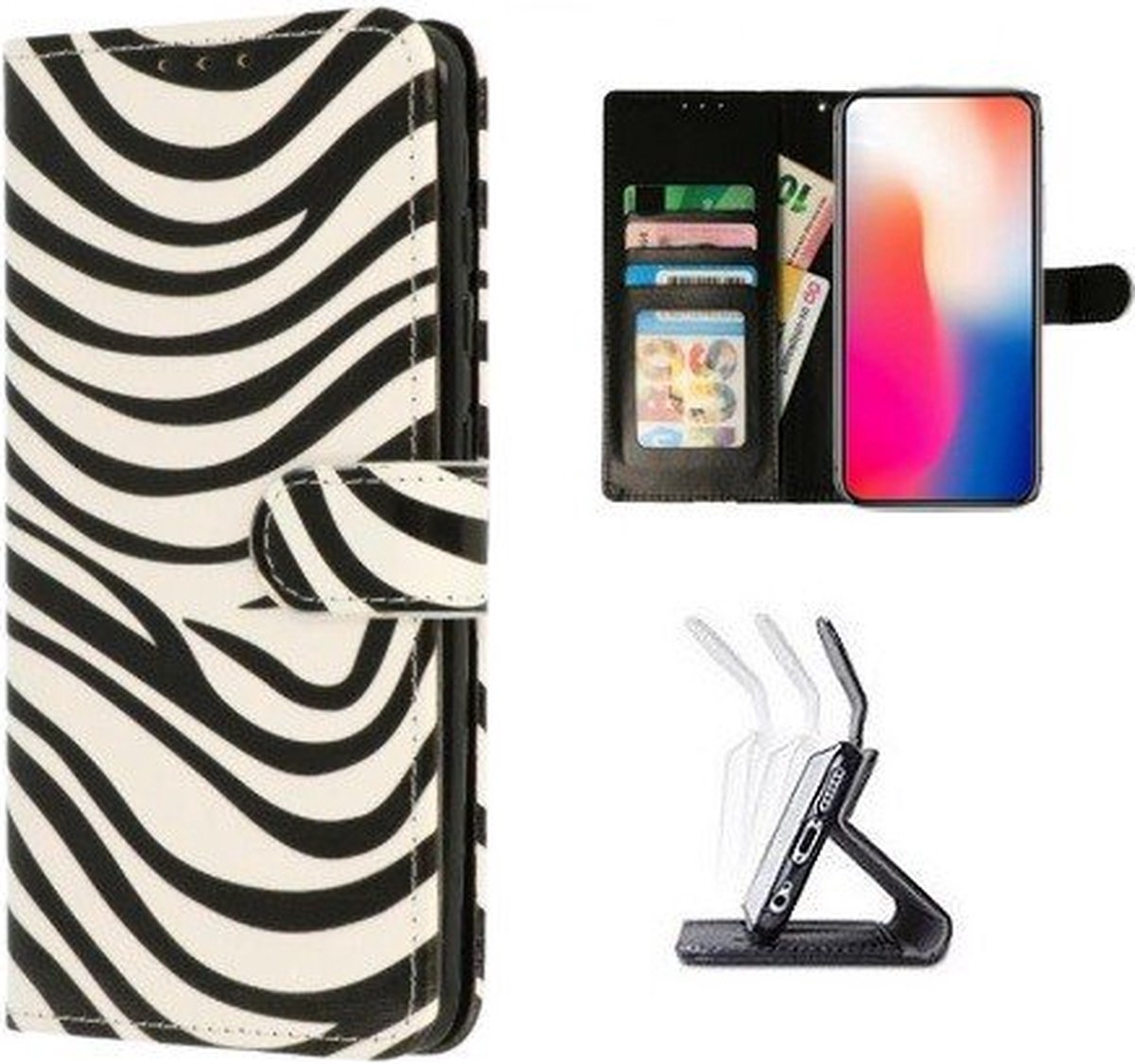 iPhone 12 Hoesje Met Pasjeshouder Bookcase Zebra