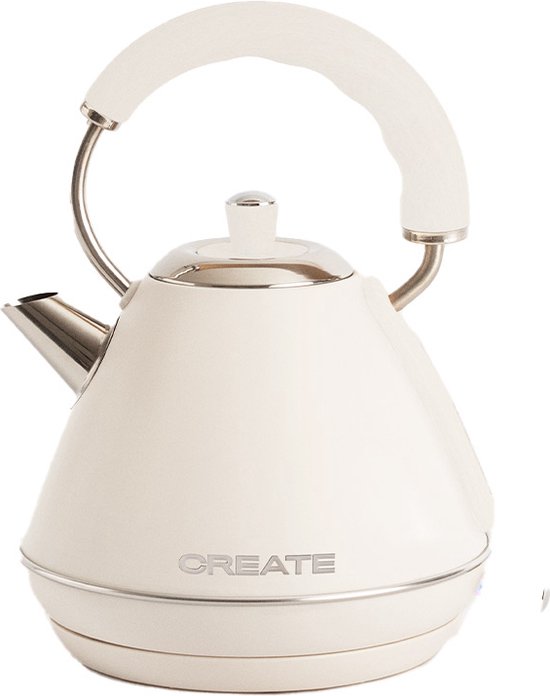CREATE Retro waterketel, M, elektrische waterkoker groen/snel koken, inhoud 1 l, automatische uitschakeling, anti-kalkfilter, waterniveau-indicator, 17,2 cm, 2200 W