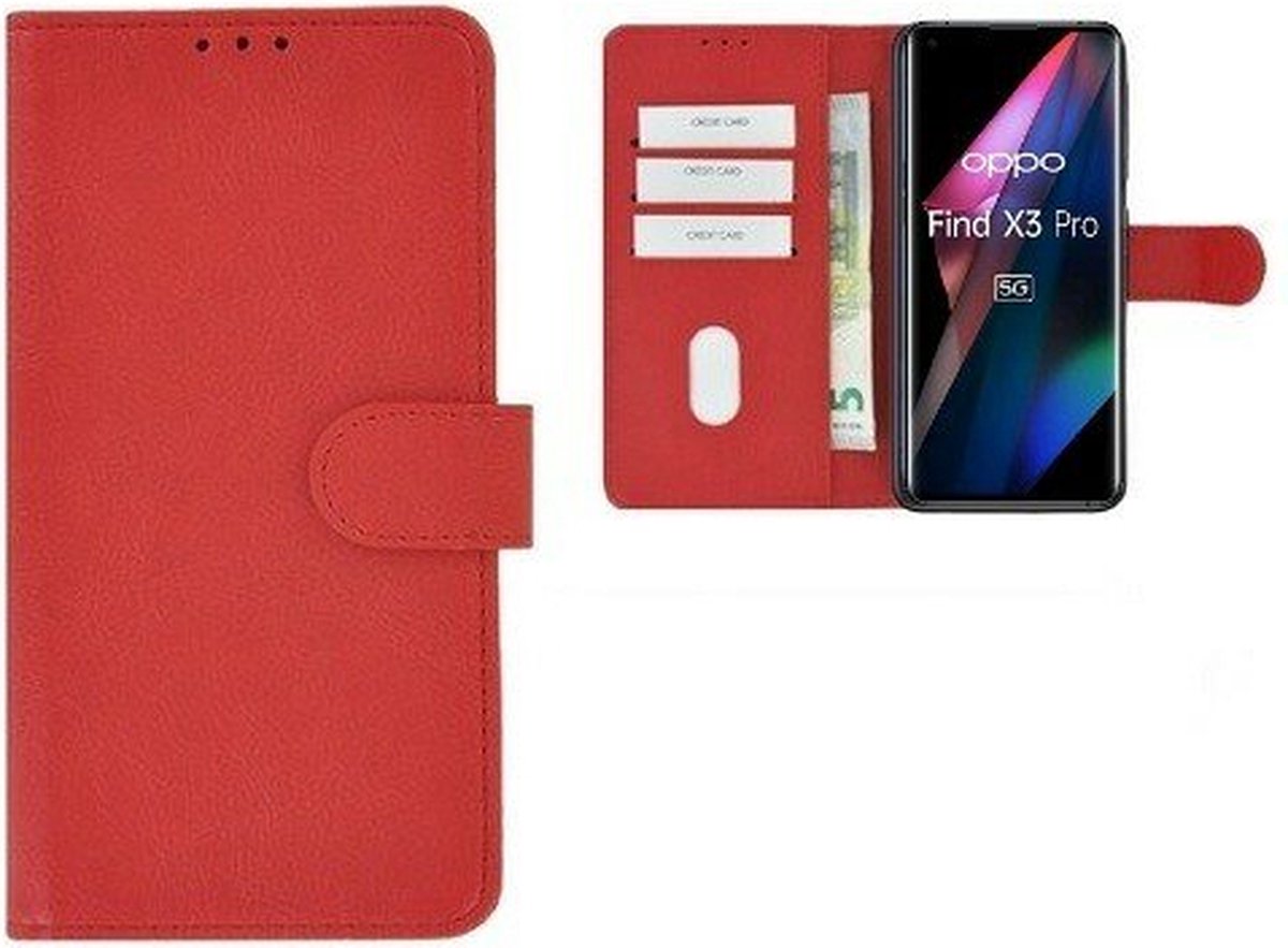 Oppo Find X3 Pro Hoesje Met Pasjeshouder Bookcase Rood
