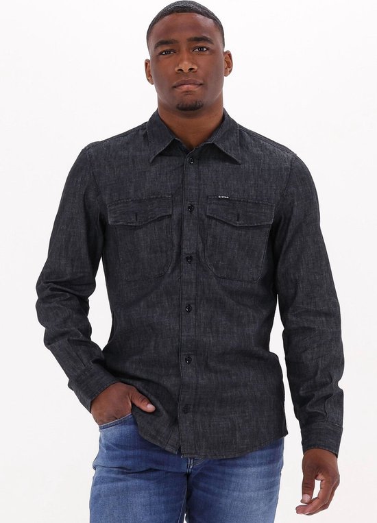 G-Star Raw Marine Slim Shirt L/s - met lange mouwen - Heren Zwart - Maat XL