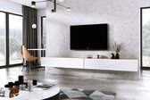 Meubel Square - TV meubel DIAMOND - Eiken / Hoogglans Wit - 300cm (2x150cm) - Hangend TV Kast