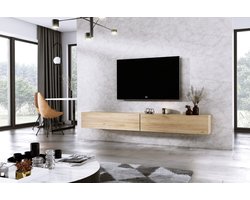Meubel Square - TV meubel DIAMOND - Eiken - 240cm (2x120cm) - Hangend TV Kast