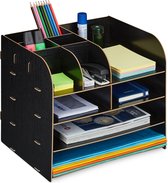 Relaxdays bureau organizer - documentenbak - pennenbak - desk organizer - brievenbak - zwart