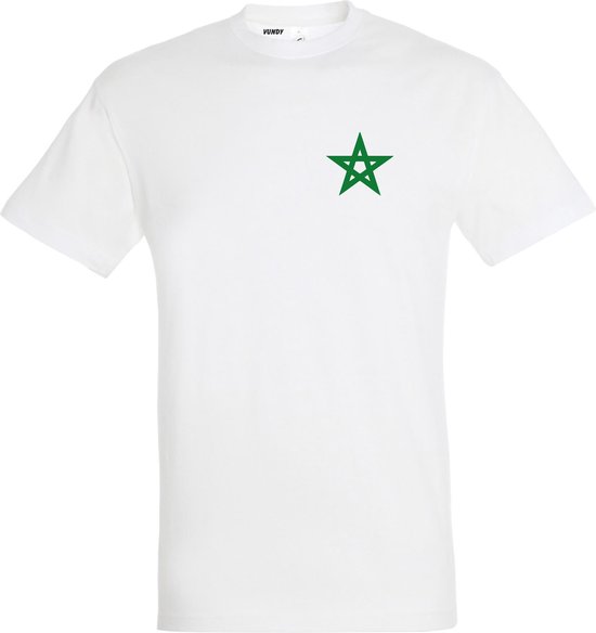 T-shirt Ster Marokko Klein | Rood Marokko Shirt | WK 2022 Voetbal | Morocco Supporter | Wit | maat 4XL