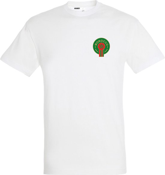 T-shirt Embleem Marokko Klein | Rood Marokko Shirt | WK 2026 Voetbal | Morocco Supporter | Africa Cup | Wit | maat XL