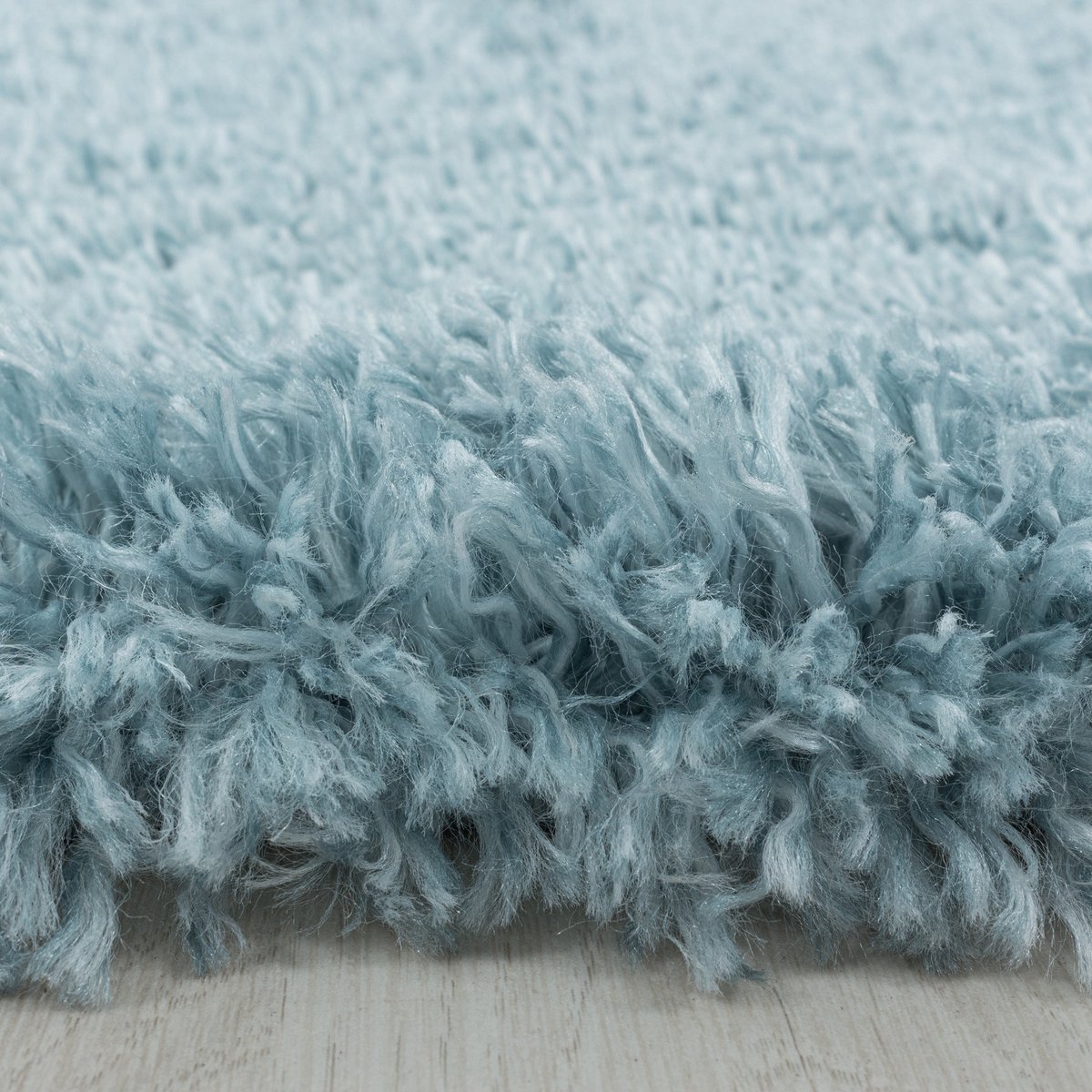Hoogpolig vloerkleed, effen kleur - effen blauw, vloerkleed voor de woonkamer, jute achterkant, afmeting: 80 cm rond
