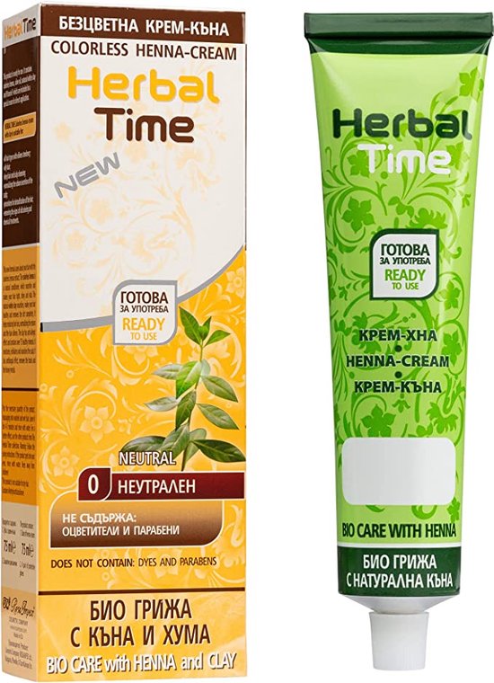 Herbal Time Henna Crèmespoeling - Natuurlijke Conditioner Zonder Ammoniak, Ammonia, PPD, PTD, Peroxide - Zonder Kleur/Geur