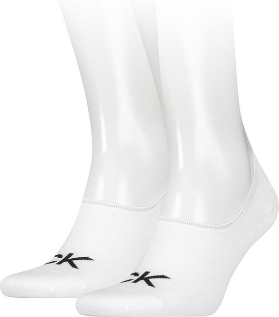 Calvin Klein Footie High Cut Logo (2-pack) - heren onzichtbare sokken - wit dessin - Maat: 43-46