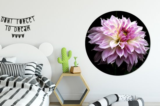Dahlia sur fond noir feuille de plastique de cercle mural