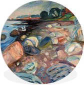 WallCircle - Wandcirkel ⌀ 140 - Oever met rood huis - Edvard Munch - Ronde schilderijen woonkamer - Wandbord rond - Muurdecoratie cirkel - Kamer decoratie binnen - Wanddecoratie muurcirkel - Woonaccessoires