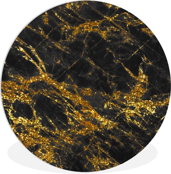 Cercle Mural - Cercle Mural Intérieur - Marbre - Goud - Zwart - Chic - ⌀ 90 cm - Décoration murale - Peintures Ronds
