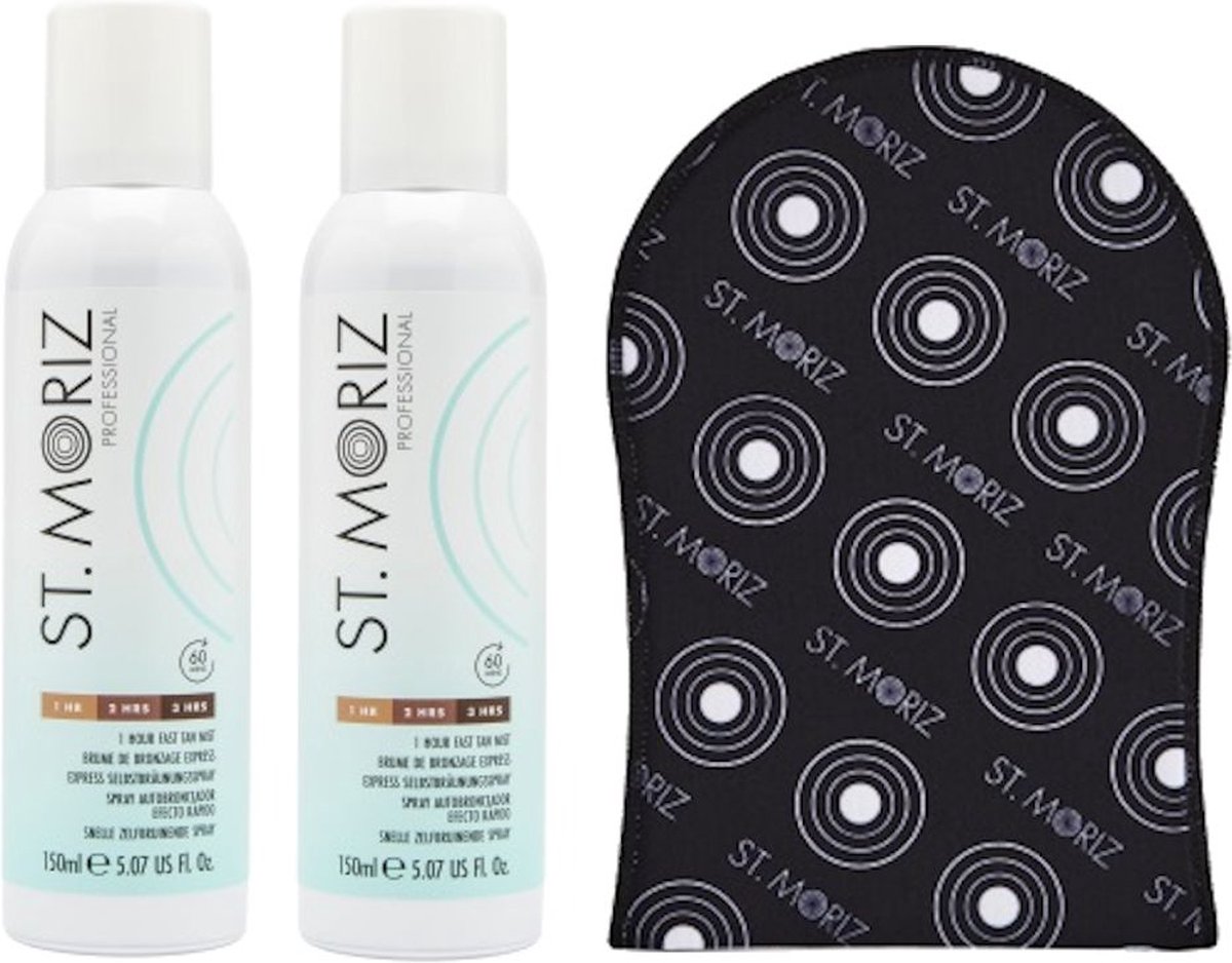 ST. MORIZ - Professional 1 Hour Fast Tan Mist - 2 pak + GRATIS Tanning Mitt