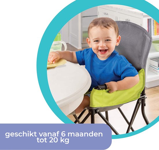 Deryan Pop 'N Sit Kinderstoel – Uitklapbare kinderstoel inclusief zadelzitje – Licht en stabiel – Met dienblad – Wasbaar – Zwart