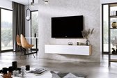 Meubel Square - TV meubel DIAMOND - Eiken / Hoogglans Wit - 150cm - Hangend TV Kast
