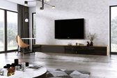 Furniture Square - Meuble TV DIAMOND - Chêne / Zwart brillant - 300cm (2x150cm) - Meuble TV suspendu