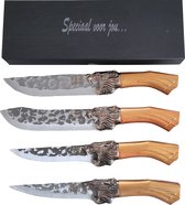 T&M Knives Messenset Professioneel 4-delig - Japanse Koksmessen - Prachtige Keukenmessen - Koksmes En Hakmes Messen Set- Cadeaubox
