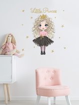 Merkloos - muursticker - kinderkamerdecoratie - prinses sticker - wanddecoratie - mode sticker