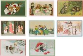 Cartes de Noël nostalgiques - 8 pièces - SB - Images Vintage classiques - Hiver - Neige - Festive - Tour de l'année - Cartes de Noël anciennes Brocante