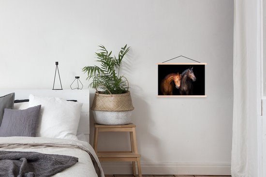 Cercle mural enfants - Paarden - Animaux - Portrait - Marron - Décoration chambre enfant - Décoration murale - 60x40 cm