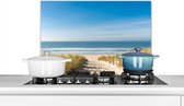 Spatscherm keuken 60x40 cm - Kookplaat achterwand Strand - Zee - Duin - Zand - Zomer - Muurbeschermer - Spatwand fornuis - Hoogwaardig aluminium