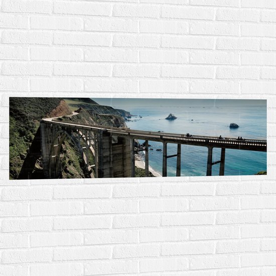 WallClassics - Muursticker - Bixby Creek Bridge - Amerika - 120x40 cm Foto op Muursticker