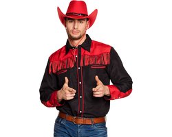 Boland - Shirt Western zwart/rood (L) - Volwassenen - Cowboy - Cowboy - Indiaan
