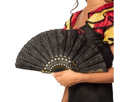 Boland - Waaier Granada zwart Zwart - Volwassenen - Vrouwen - Charleston - Carnaval accessoire - Themafeest - Spaanse waaier