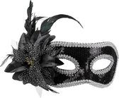 Boland - Oogmasker Venice fiore zwart Zwart - Volwassenen - Showgirl - Glamour - Carnaval accessoire - Venetiaans masker