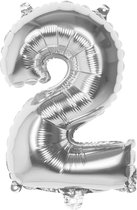 Boland - Folieballon '2' zilver (36 cm) 2 - Zilver - Cijfer ballon
