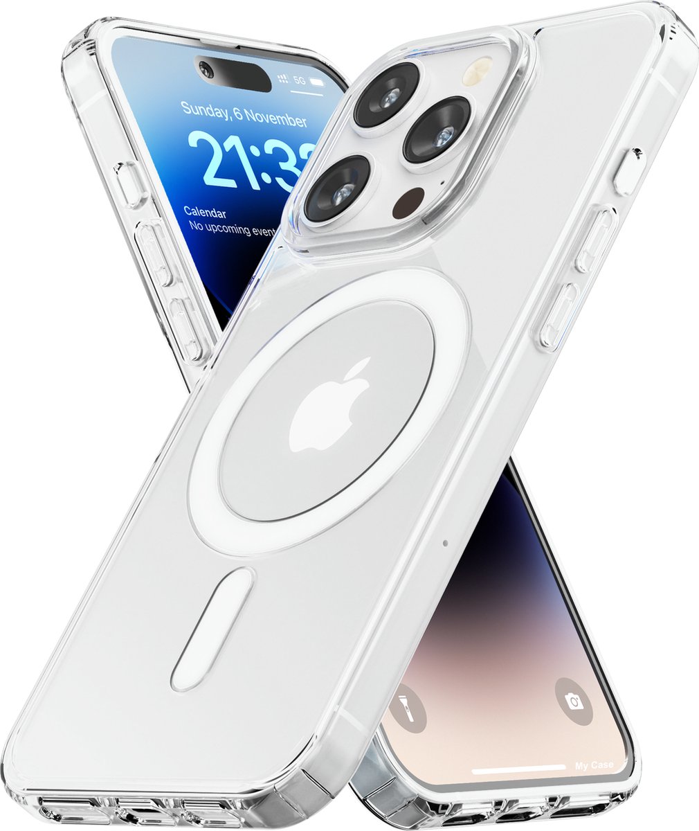 Hoesje geschikt voor iPhone 14 Pro Max Magsafe Hoesje Transparant - Magnetisch Magsafe Hoesje - iPhone 14 Pro Max Doorzichtig - iPhone 14 Pro Max Magsafe Case - Doorzichtig