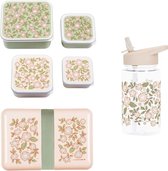 A Little Lovely Company Set de rentrée scolaire - Gourde / 4 Boîtes à goûter / Boîte à lunch - Blossoms pink